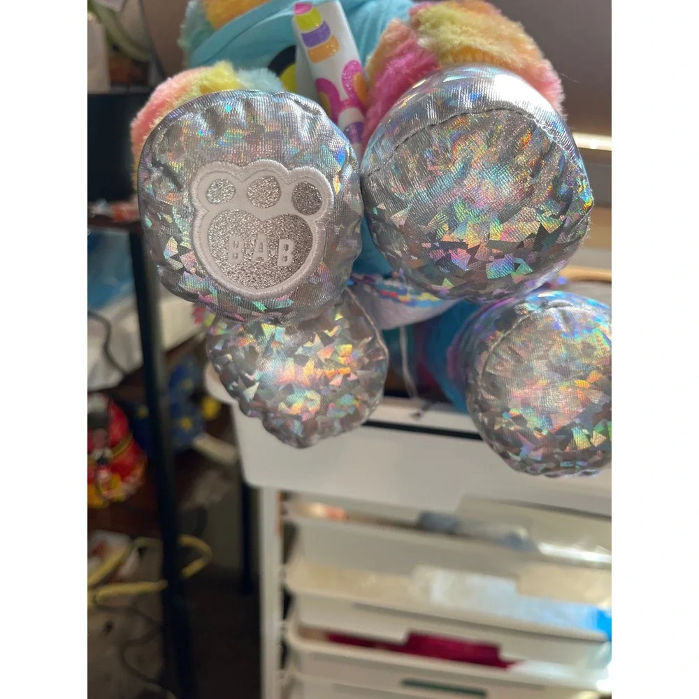 Build A Bear Workshop Rainbow Unicorn Plush Silver Holographic Hooves Seq Outfit